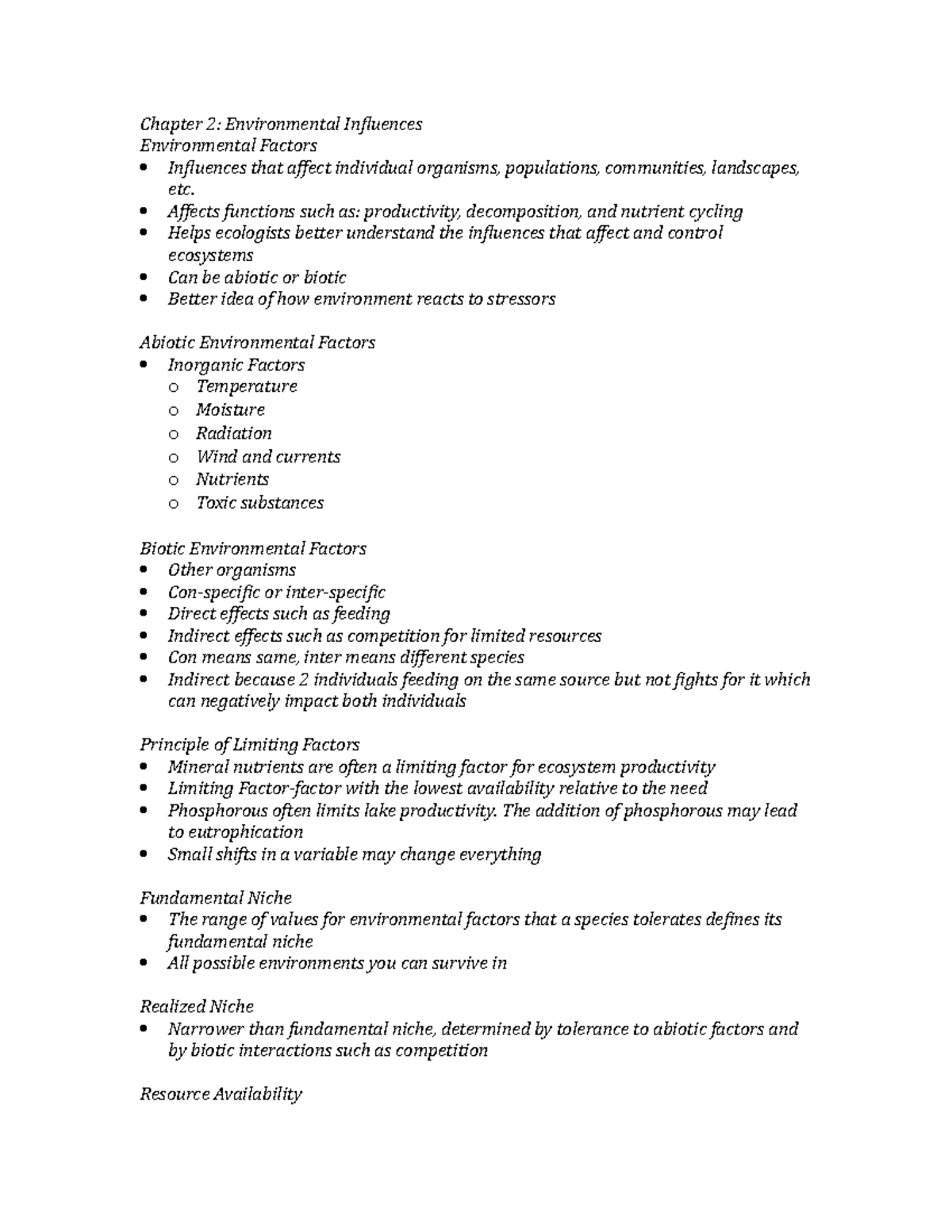 Chapter 2 - Chapter 2: Environmental Influences Environmental Factors ...