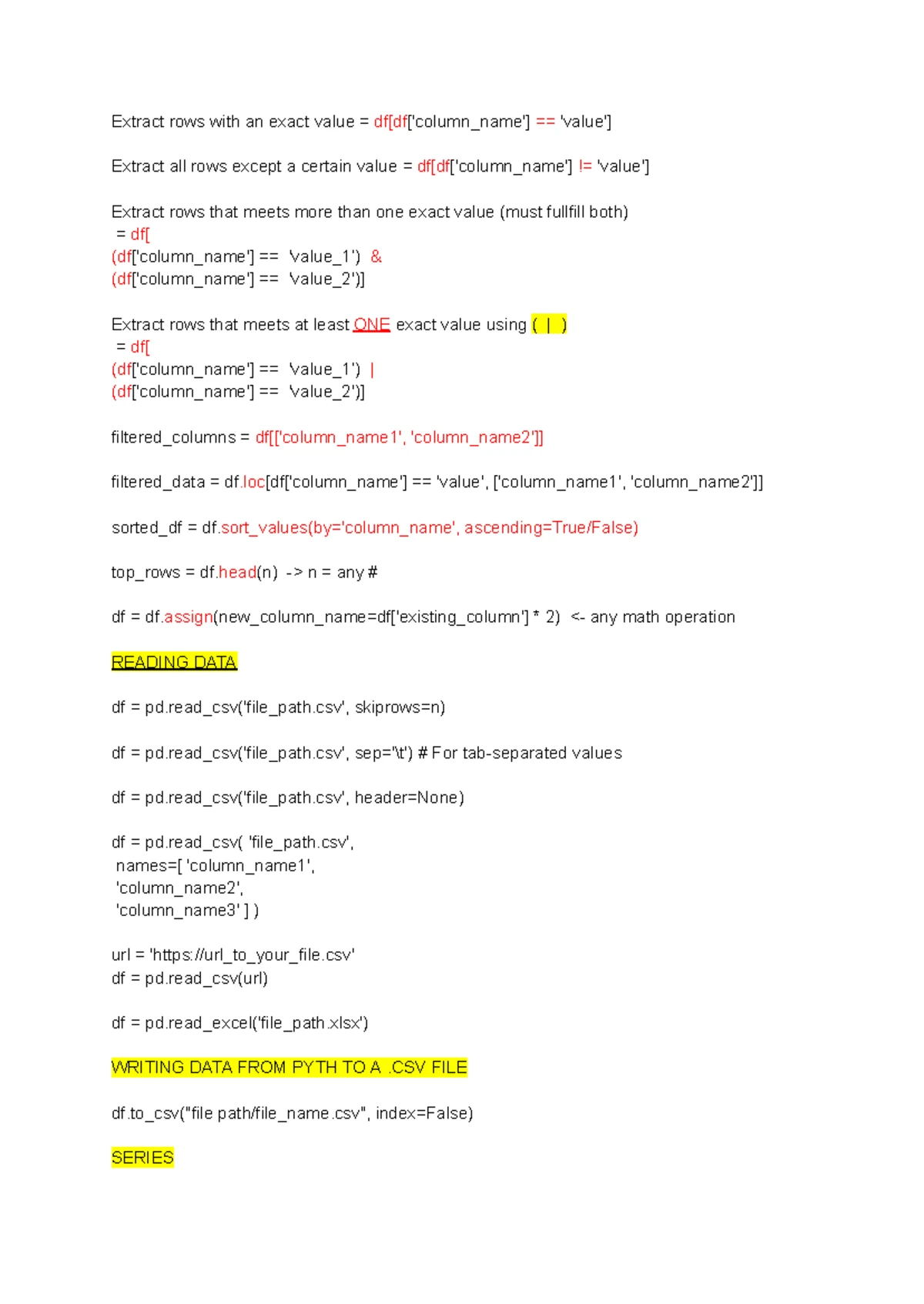 DSCI 101: Chapter Notes on Python & Pandas Data Analysis Techniques ...