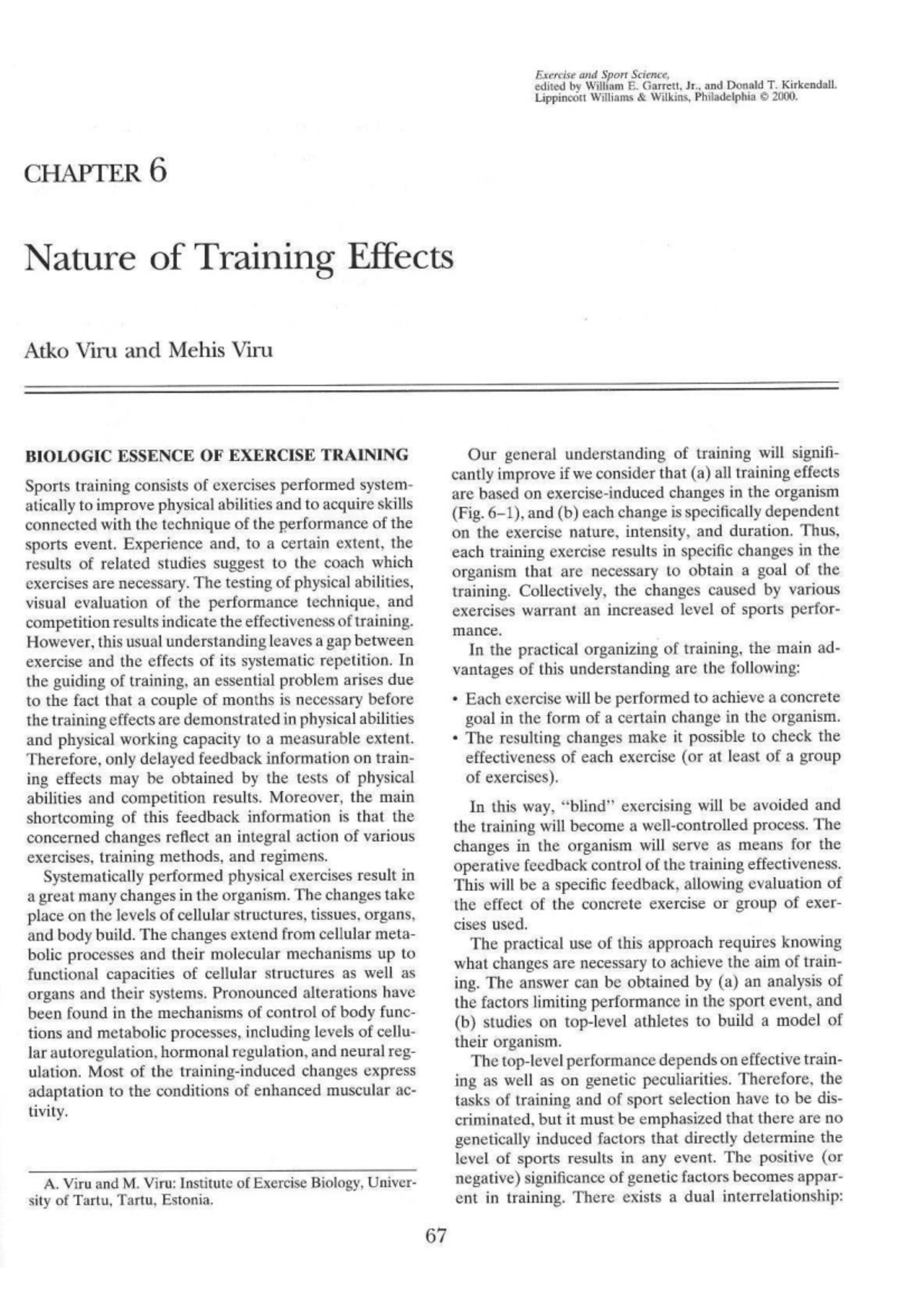 Exercise and Sport Science: Chapter 6 - Nature of Training Effects ...