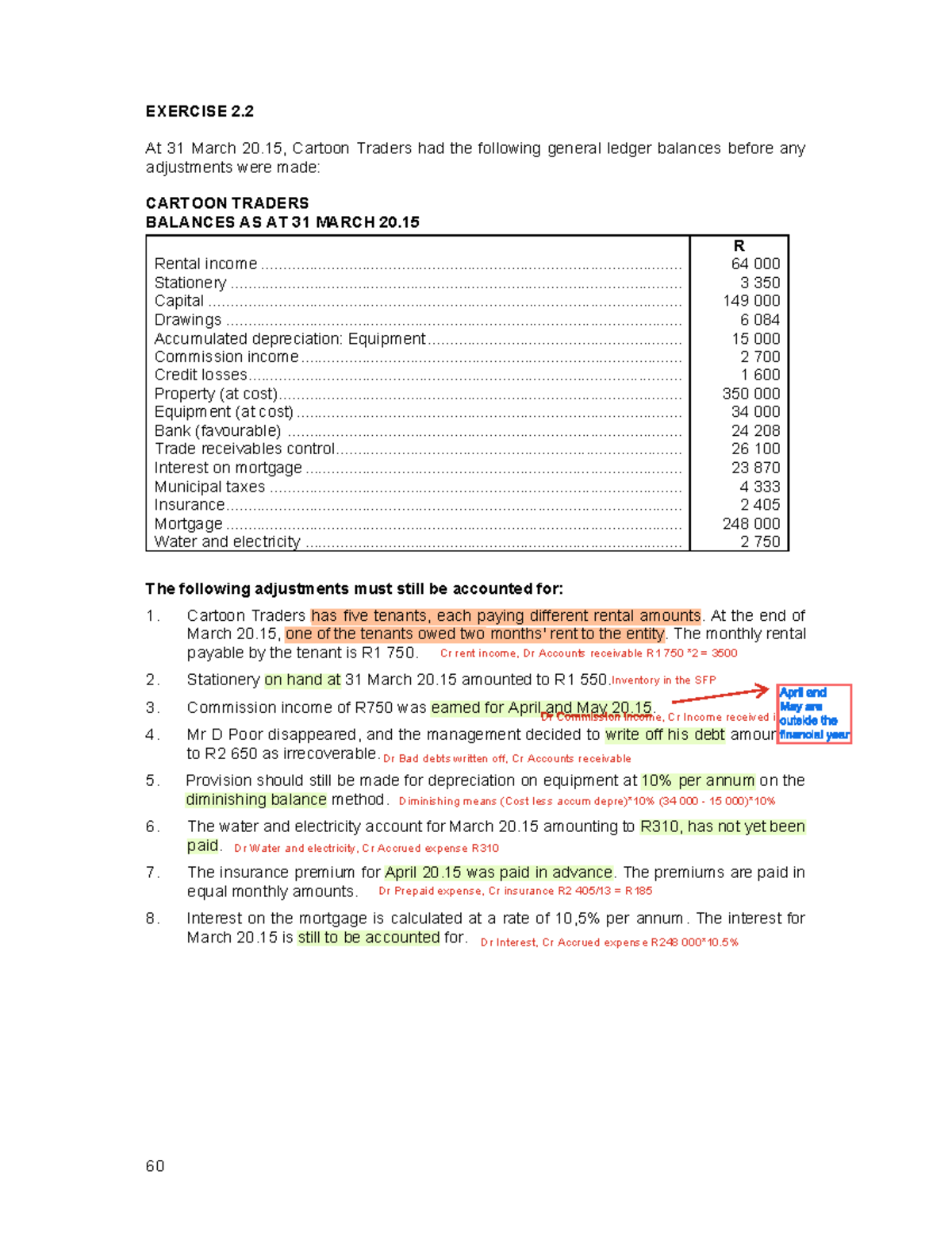 Exercise 2.2: General Ledger Adjustments for Cartoon Traders - Studocu