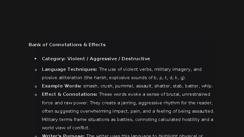 Bank of Connotations: Language Techniques & Effects Notes - Studocu