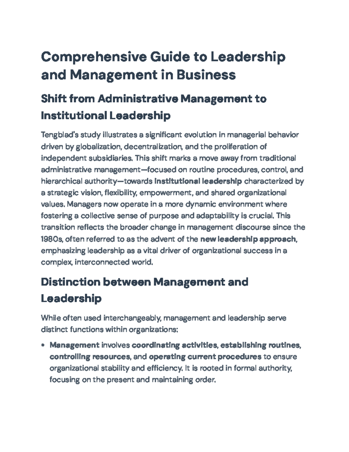 Comprehensive Study on Leadership Styles & Management Theories (BUS 101 ...