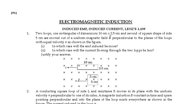 (PN) Electromagnetic Induction - Key Concepts and Applications - Studocu