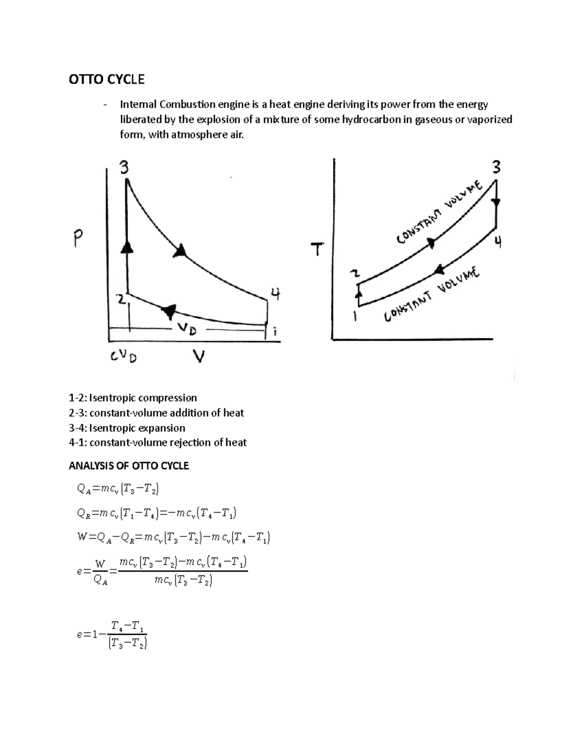 OTTO/Diesel/DUAL Cycle Review for Mechanical Engineering Studies - Studocu