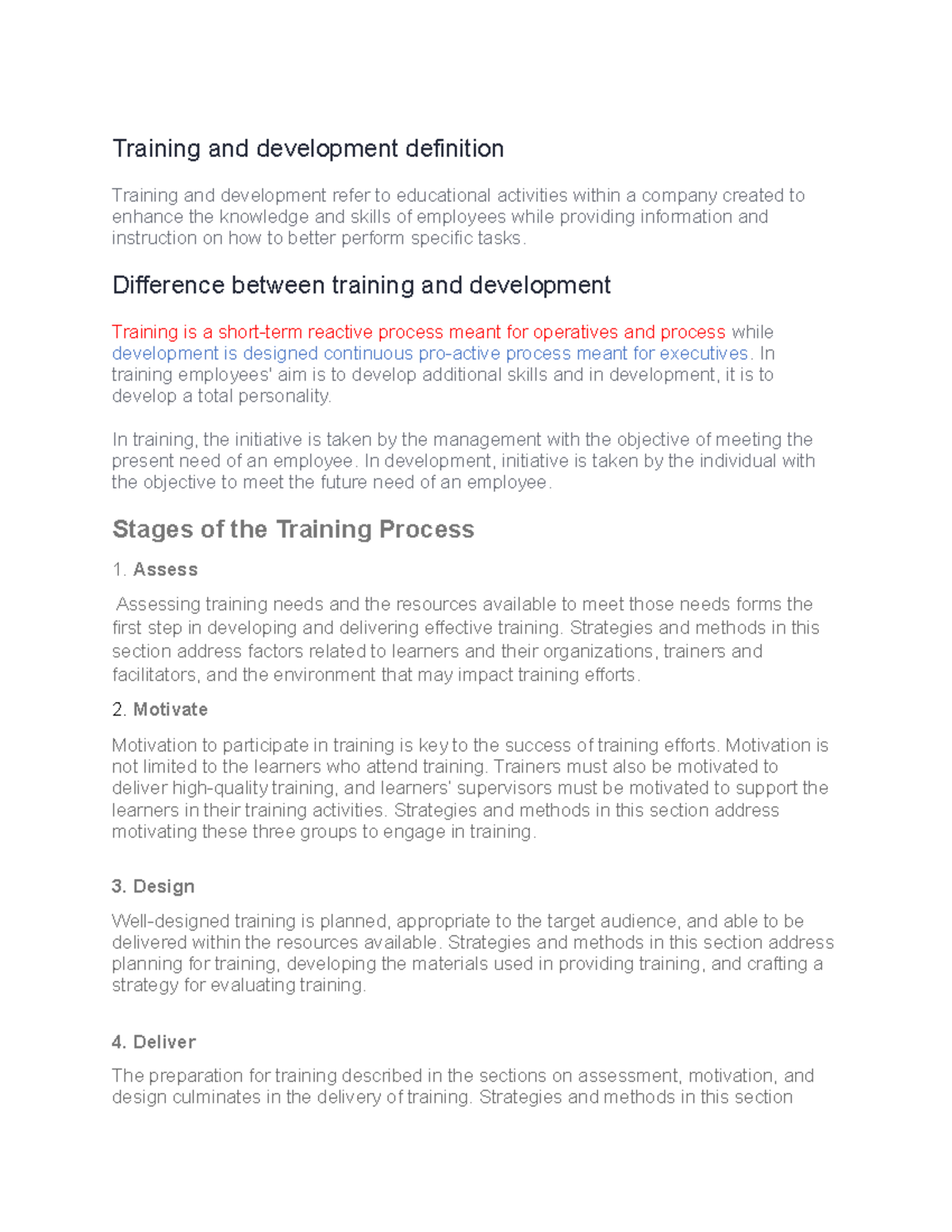 Training and Development: HRM Insights and Process Guides - Studocu