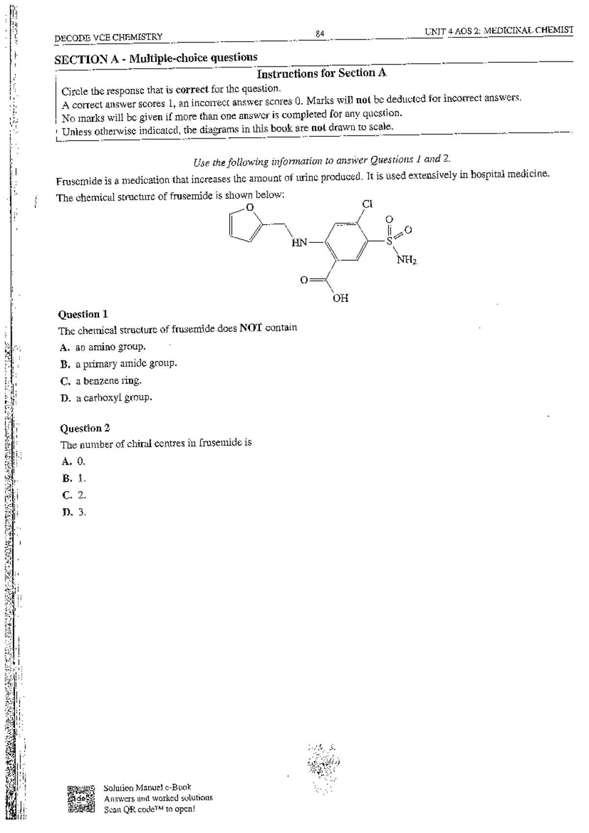 Decode VCE Chemistry Unit 4 AOS 2: Medicinal Chemistry Practice Paper ...