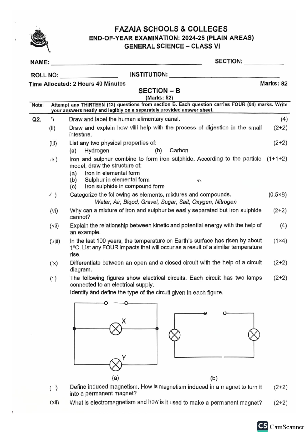 Class VI Final Term Exam Papers 2024-25: Comprehensive Review - Studocu
