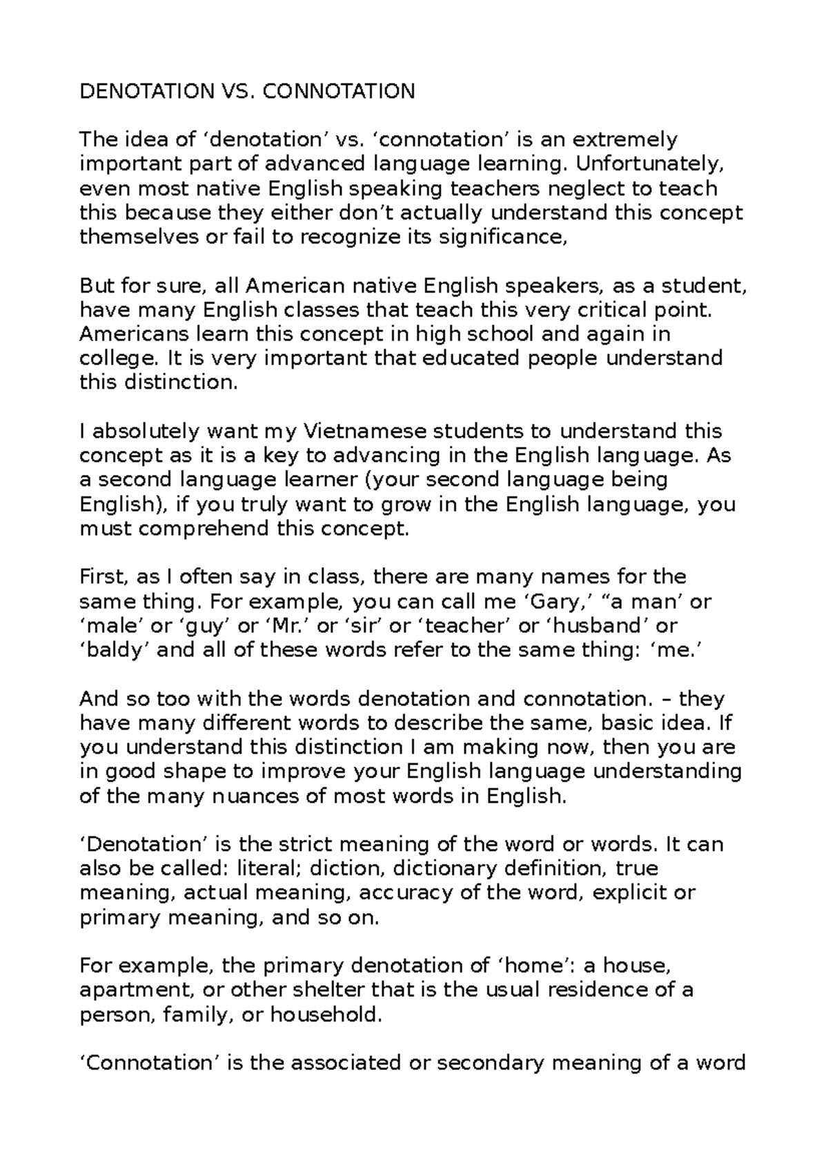 Connotations VS Denotations - DENOTATION VS. CONNOTATION The idea of ...