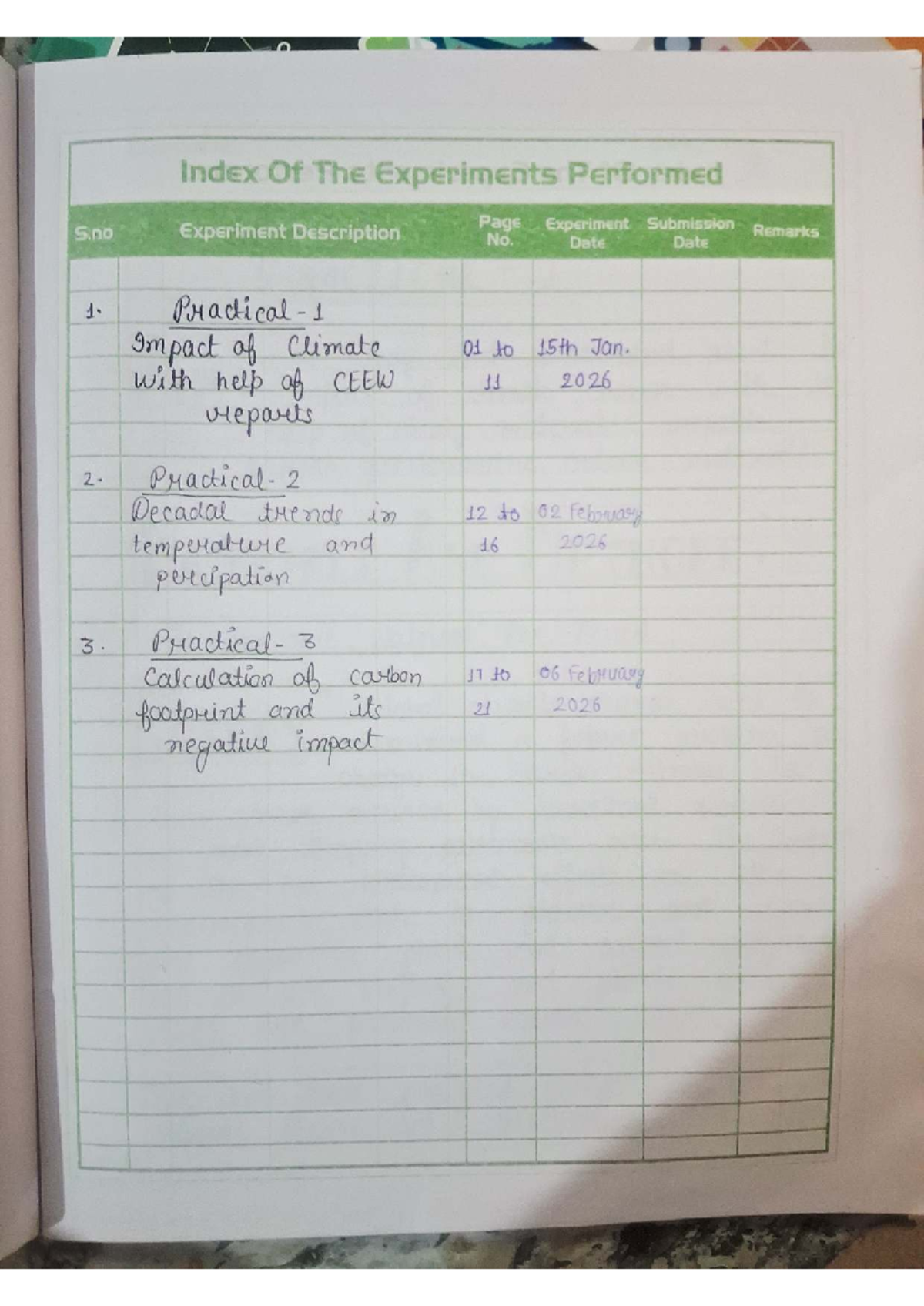 Practical 1 (EVS) Sem 4: Climate Change Experiments Overview - Studocu