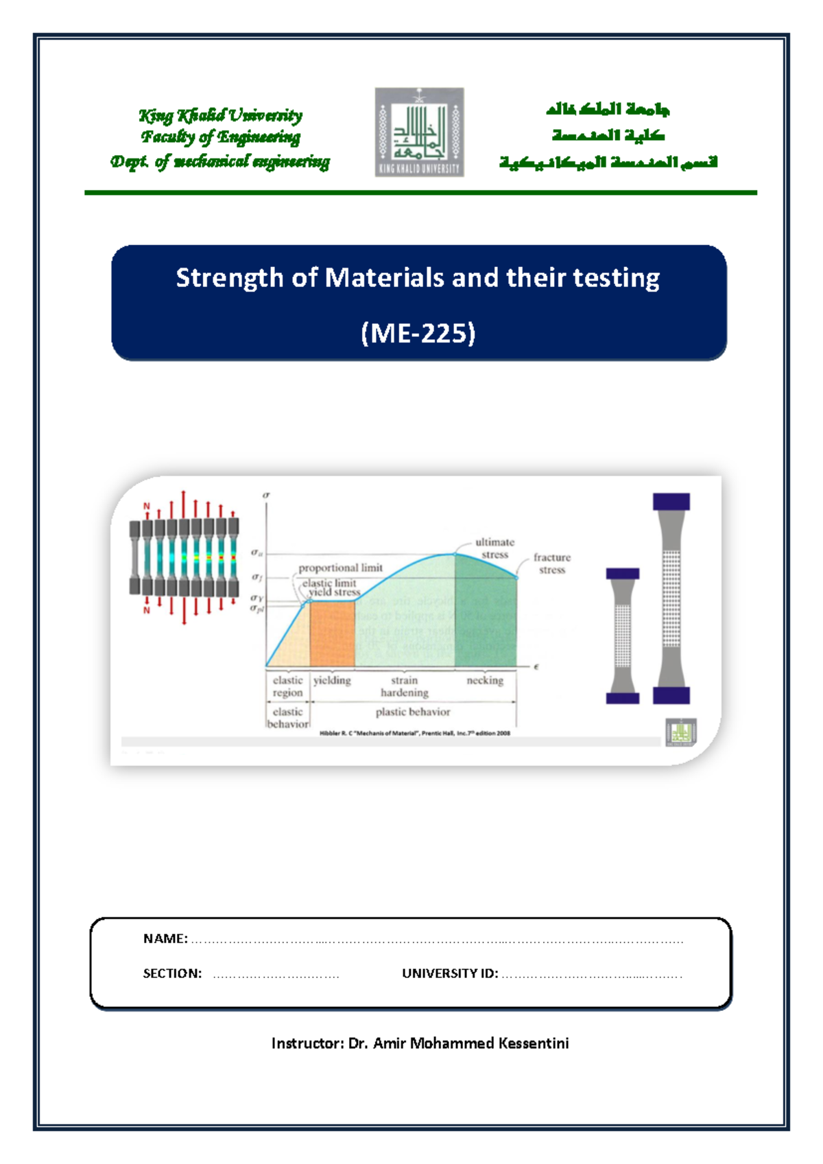 Lab Manual 225: Strength of Materials Experiments and Testing - Studocu