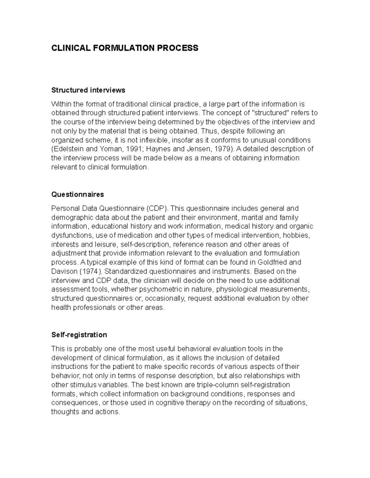 Clinical Formulation Process in Clinical Psychology: Methodologies ...