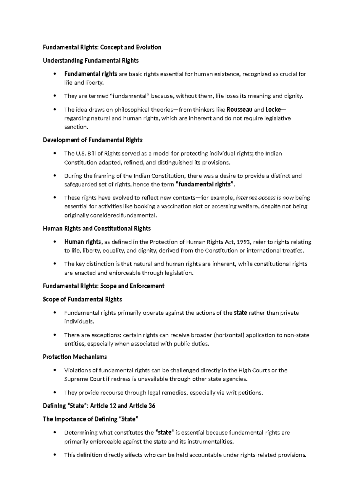 Fundamental Rights: Concept, Evolution, and Judicial Impact (LAW 101 ...