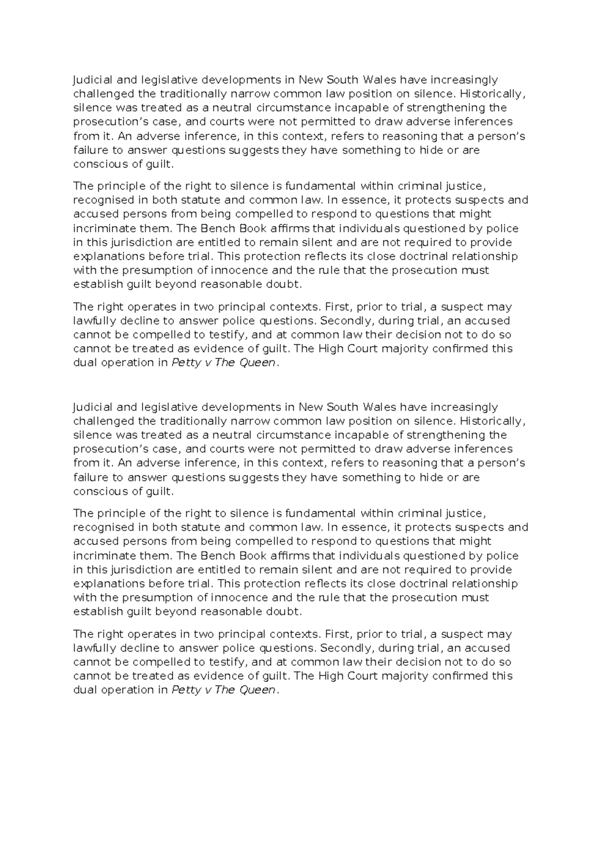 Judicial Developments on the Right to Silence in NSW: Jurisprudence v2 ...