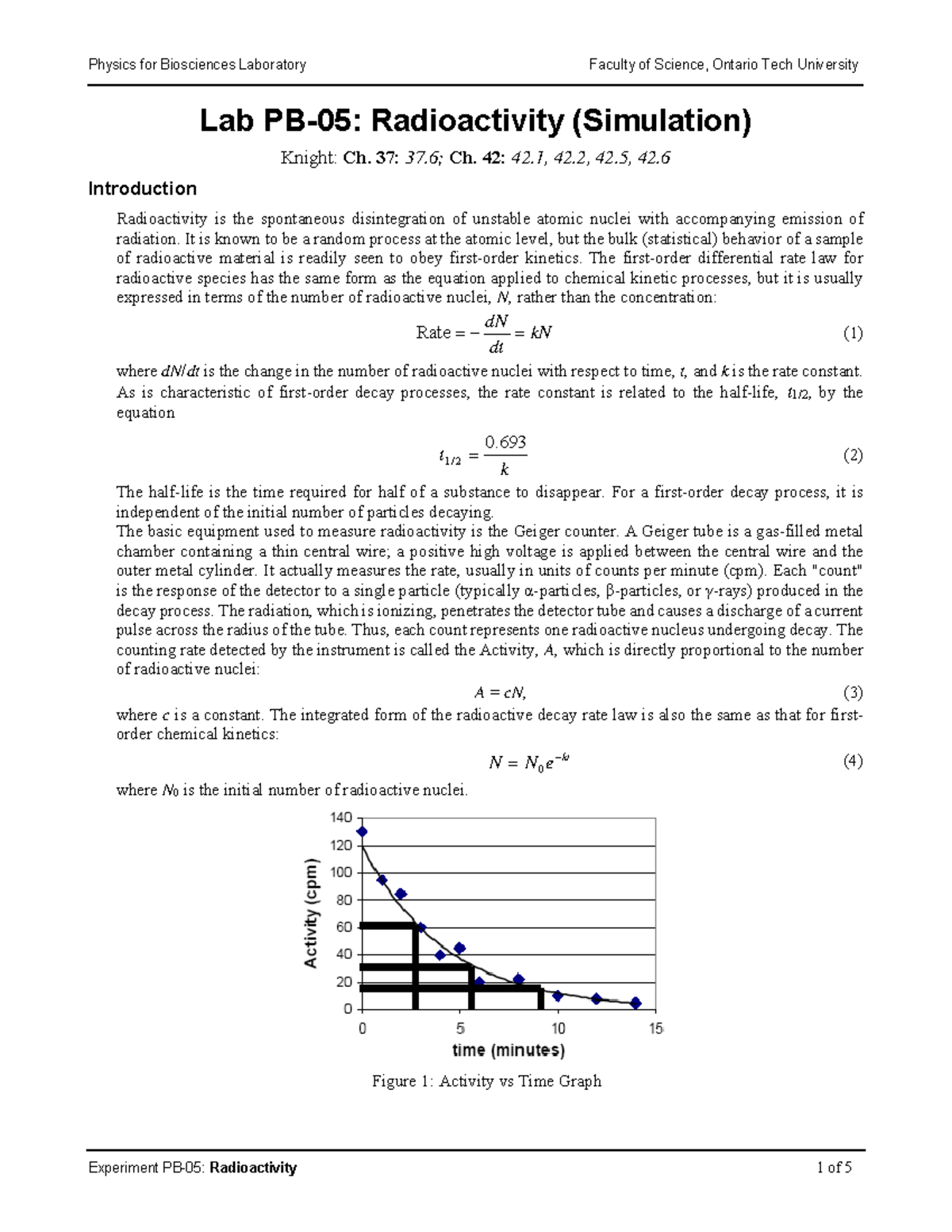 Physics for Biosciences Lab (BIO 1010): Radioactivity Experiment 5 ...