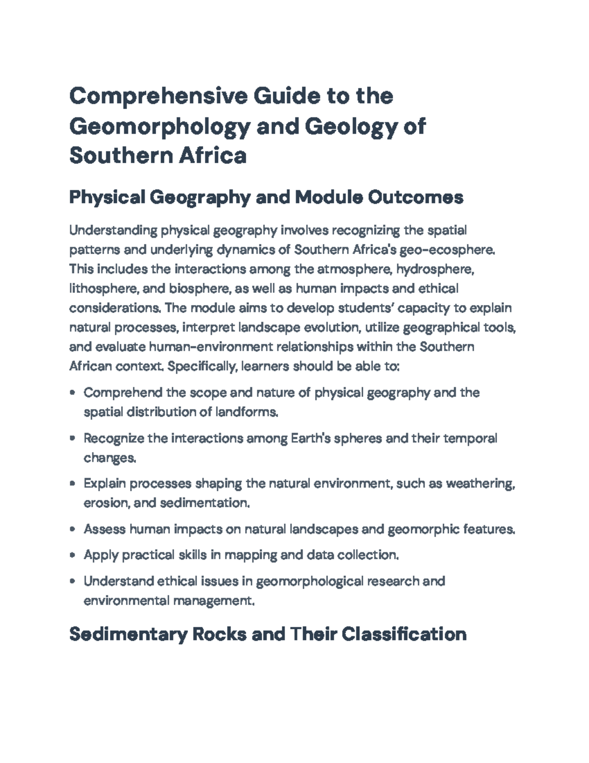 Comprehensive Overview of South Africa's Geomorphology and Geology ...
