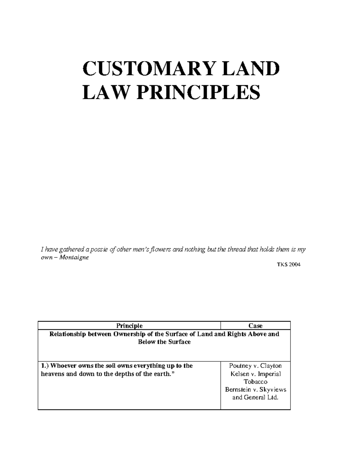 TKS 2004 Customary Land Law Principles: Key Case Summaries and Insights ...