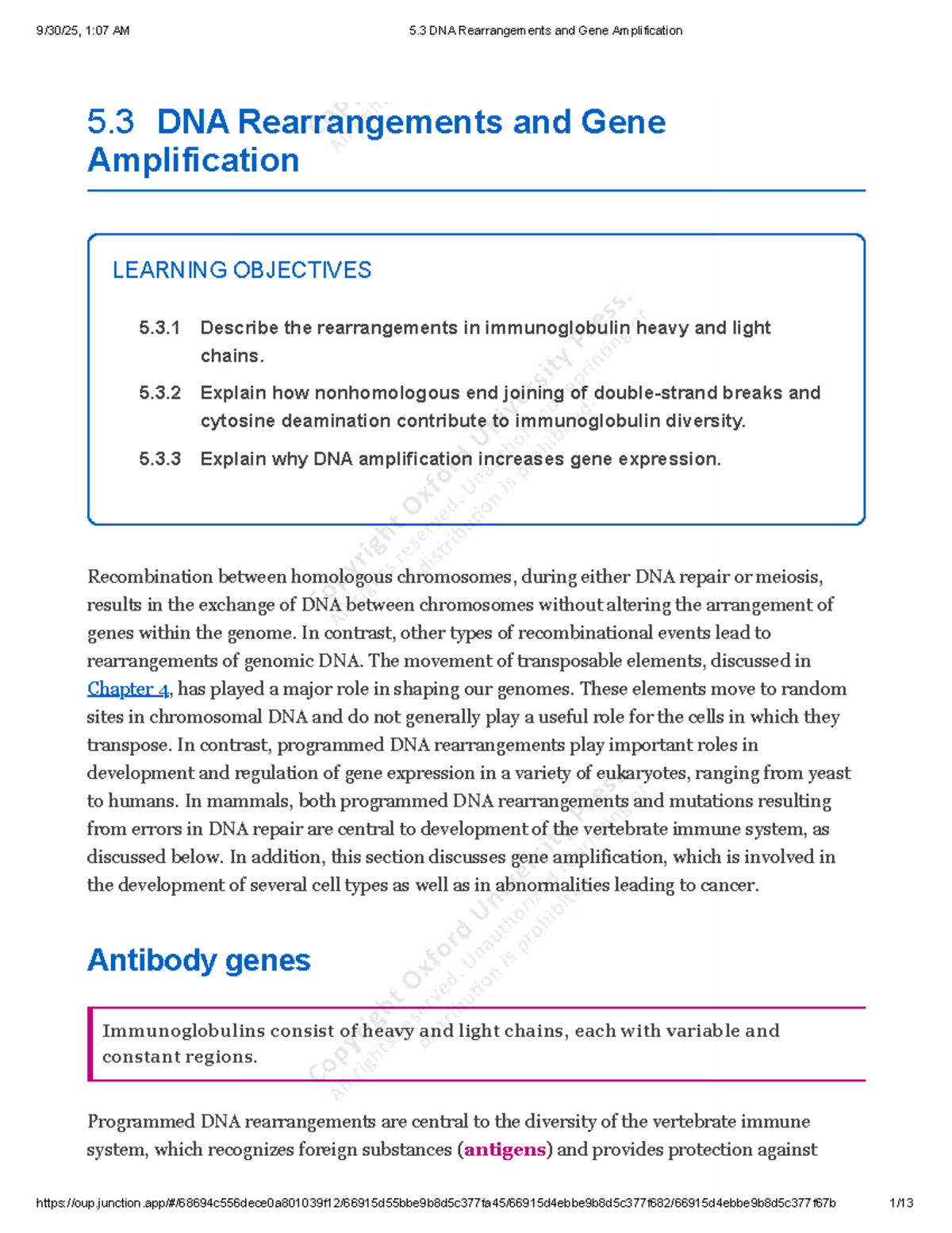 5.3 DNA Rearrangements & Gene Amplification - Study Notes - Studocu