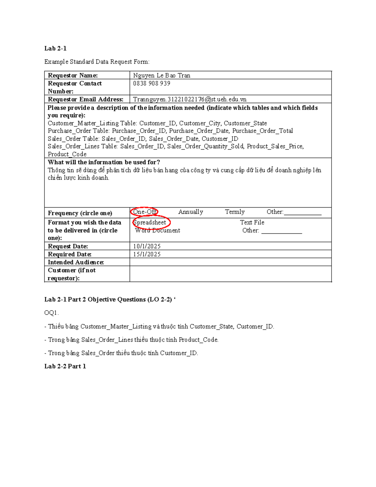 Lab 2-1 Data Request Form - Lab 2- Example Standard Data Request Form ...