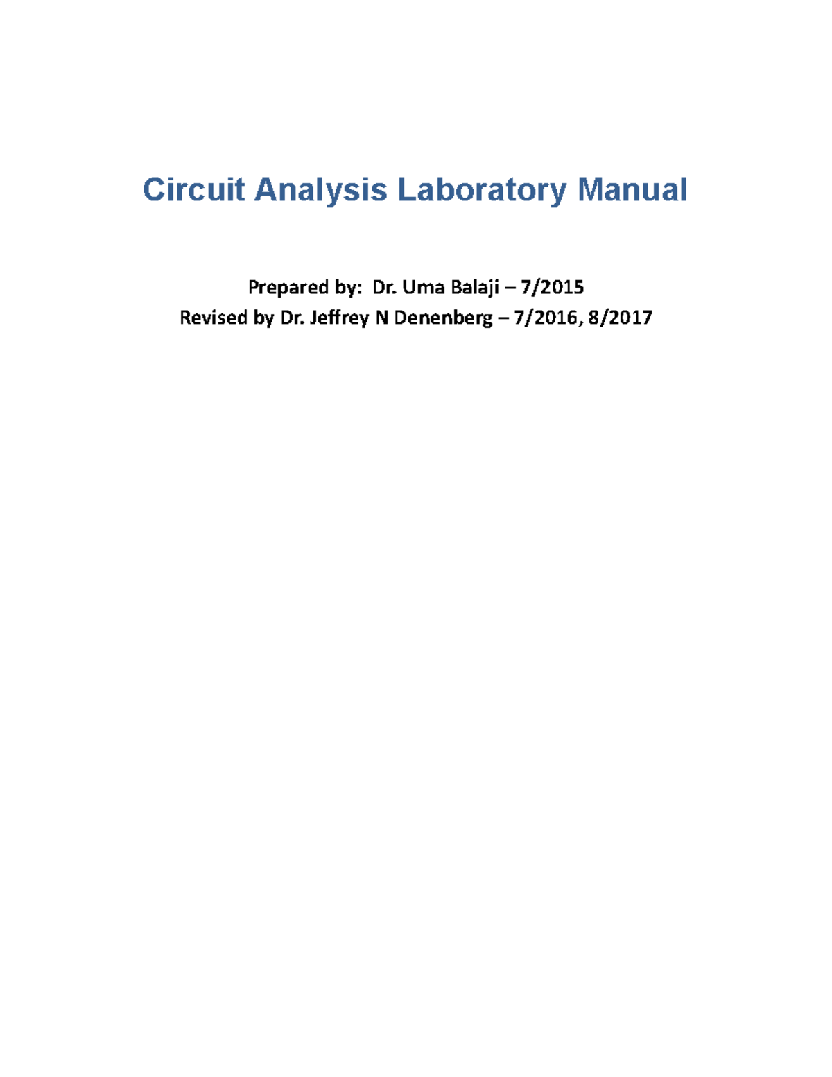 Circuit Analysis Lab (CO280) - Complete Laboratory Manual Guide - Studocu