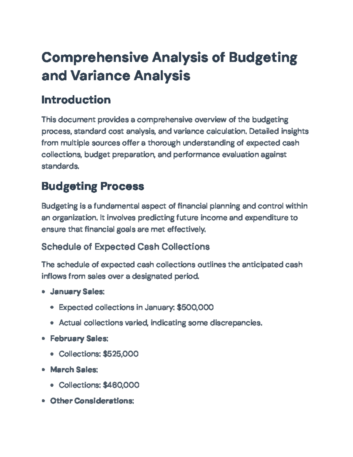 Comprehensive Budgeting and Variance Analysis Overview (Course Code ...