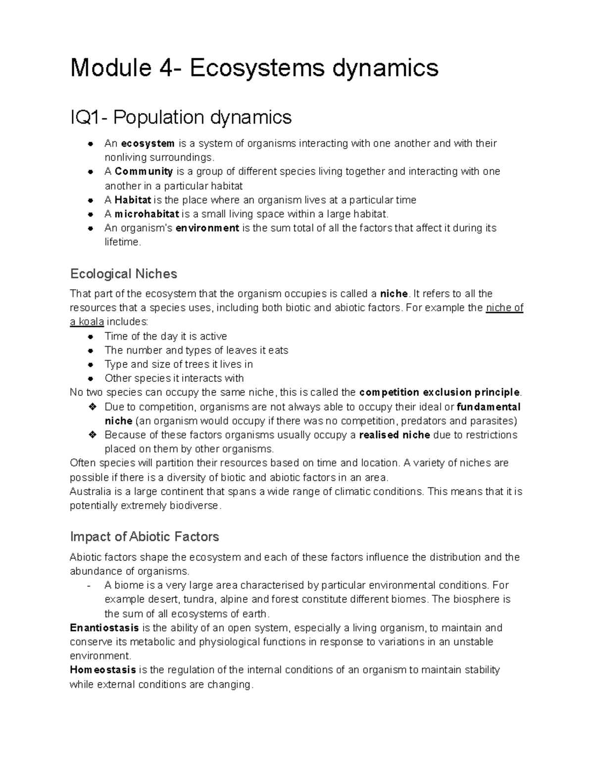 Module 4 - Year 11 Biology: Ecosystem Dynamics and Population ...