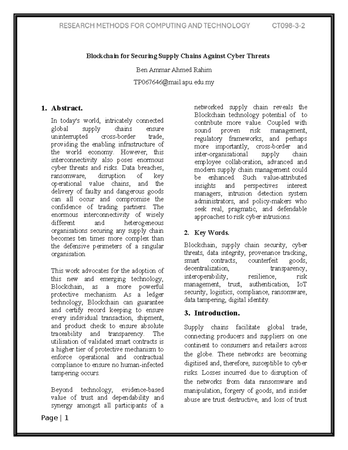 Blockchain Technology for Securing Supply Chains Against Cyber Threats ...