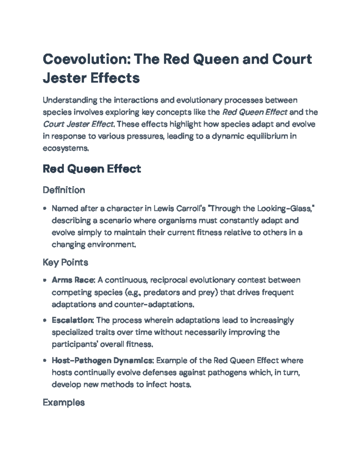 Understanding the Red Queen and Court Jester Effects in Evolution ...