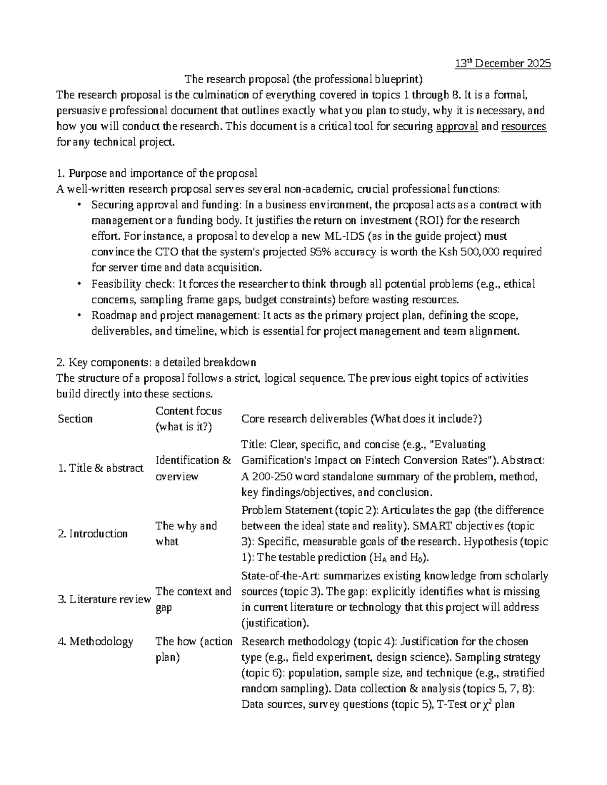 Research Proposal Blueprint: Key Components & Guidelines (Course Code ...