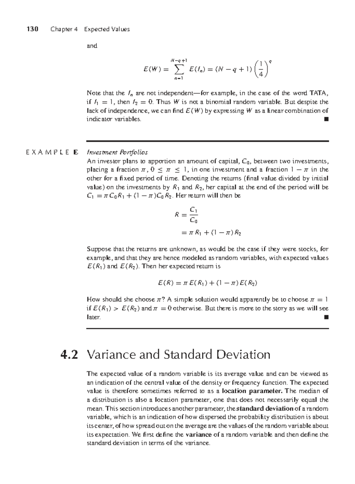 130 Chapter 4: Expected Values and Investment Returns Analysis - Studocu