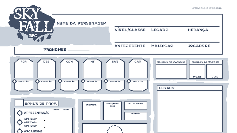 Skyfall RPG - Ficha Editável e Detalhes de Personagem - Studocu
