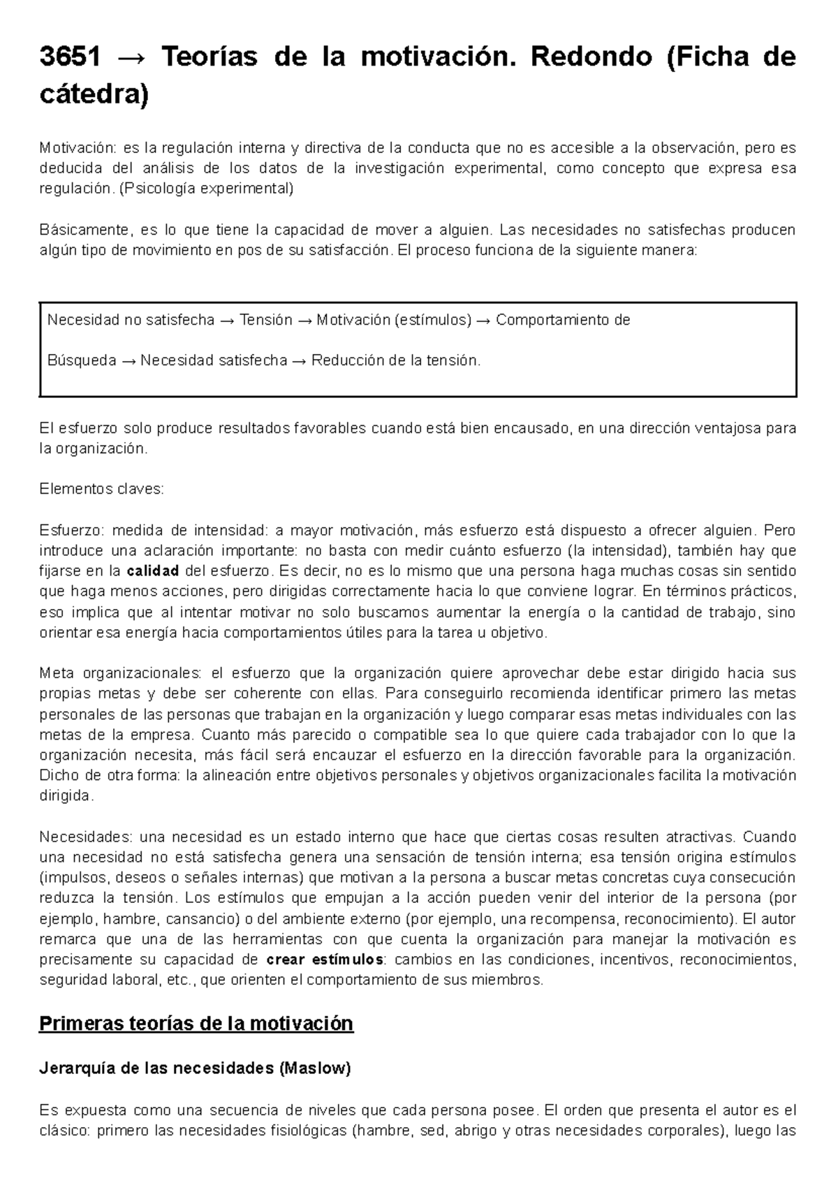 3651 Teorías de la Motivación: Análisis y Perspectivas en Psicología ...