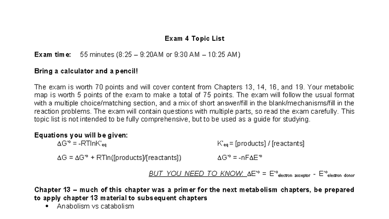 F24 Exam 4 Study Guide: Key Topics from Chapters 13, 14, 16, 19 - Studocu