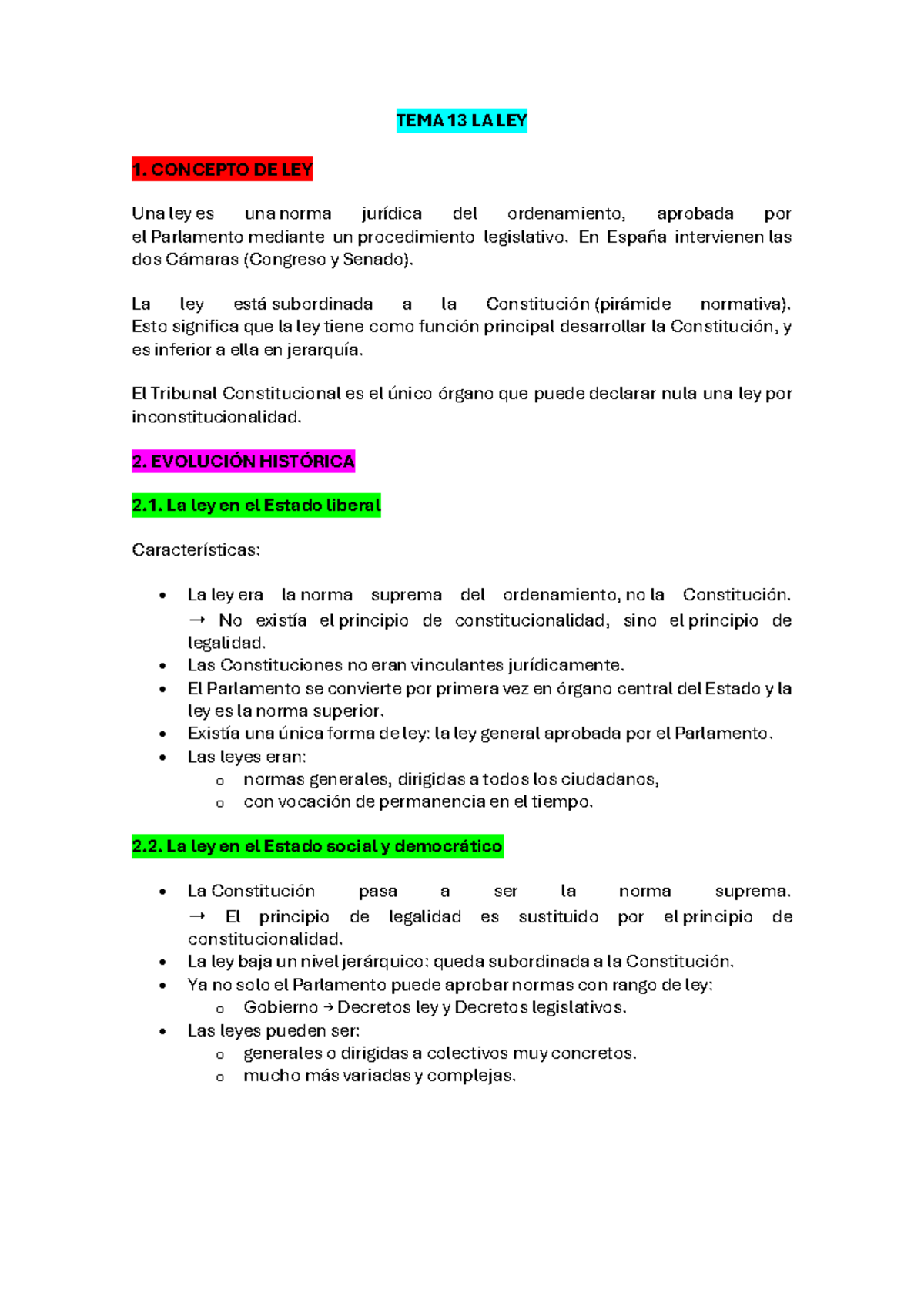 TEMA 13: Concepto y Evolución de la Ley en el Sistema Constitucional ...