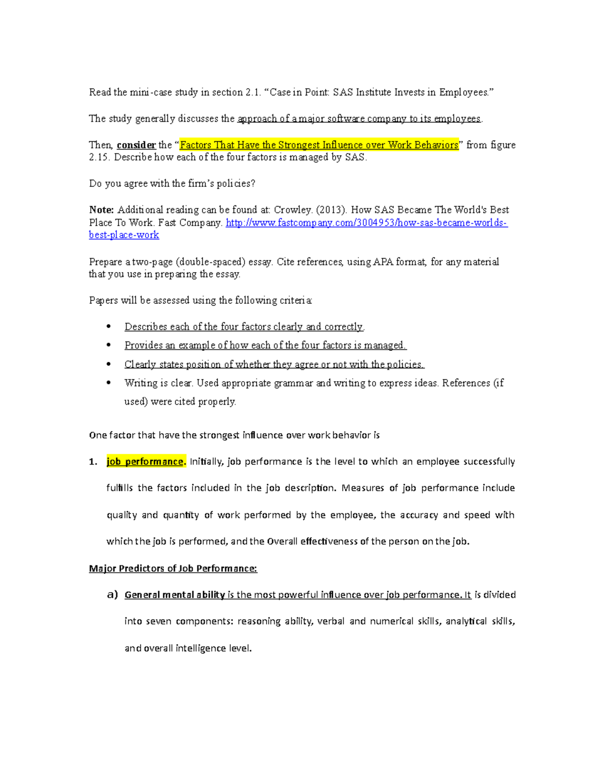 02.Written Assignment Unit 2 - Read the mini-case study in section 2 ...