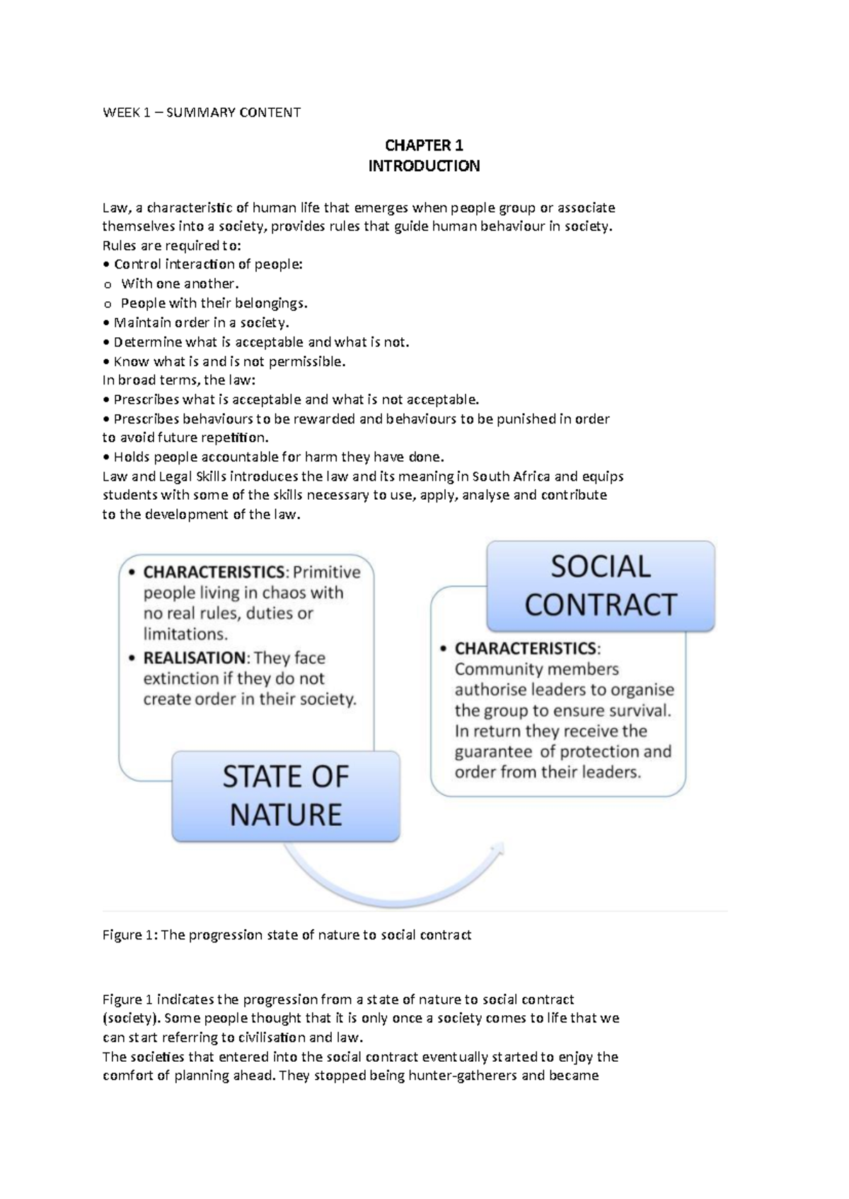 LAW 101: WEEK 1 CONTENT SUMMARY - INTRODUCTION TO LEGAL PRINCIPLES ...