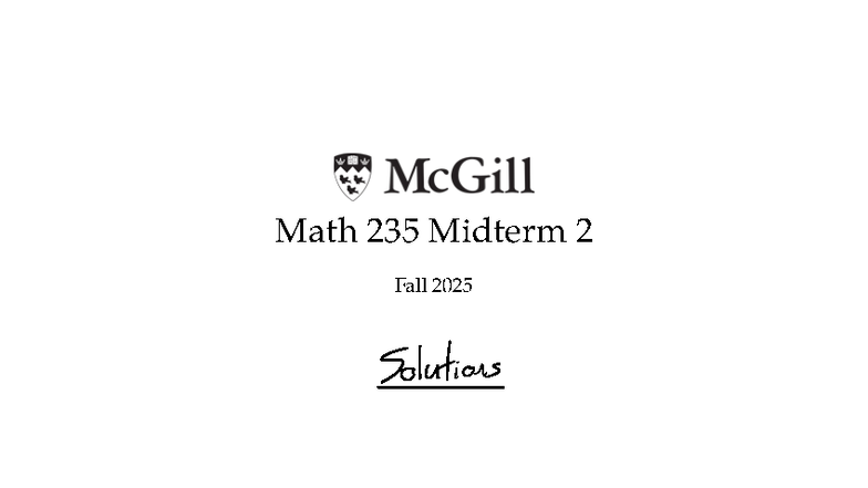 Math 235 Midterm 2 Fall 2025 Solutions and Practice Exam - Studocu