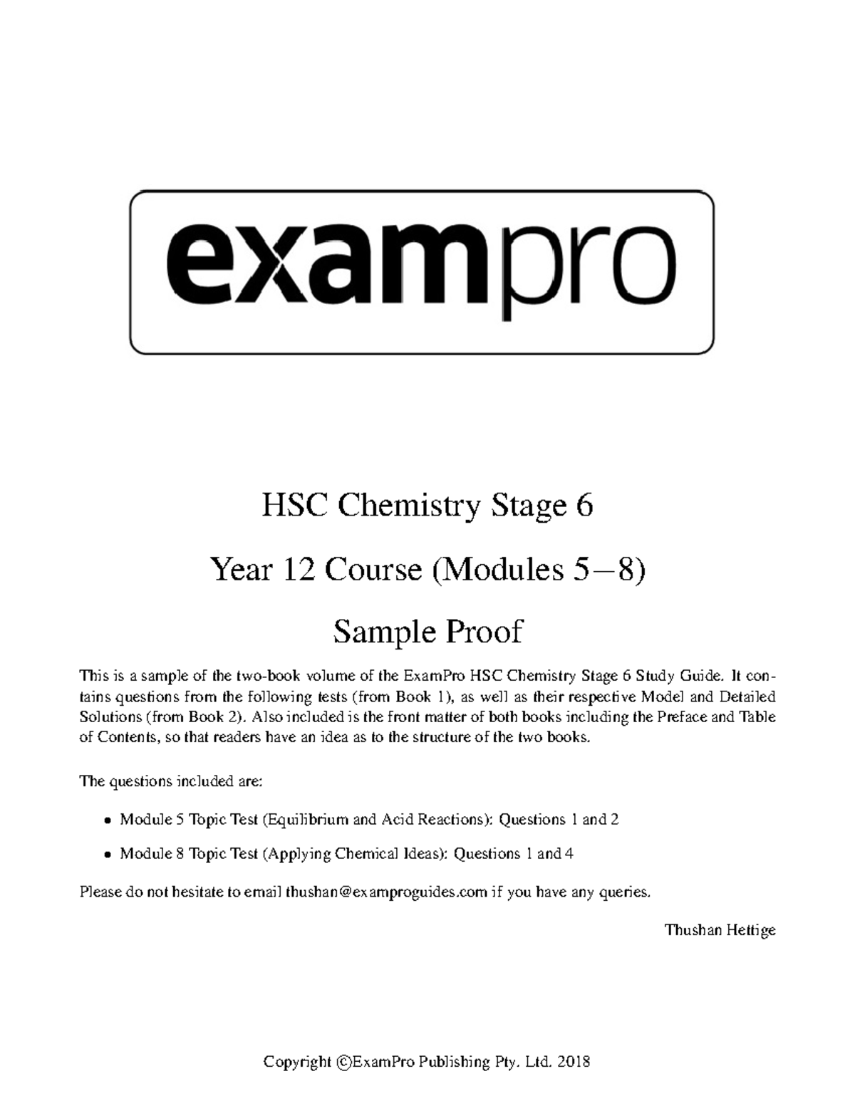 Exam Pro HSC Chemistry - HSC Chemistry Stage 6 Year 12 Course (Modules ...