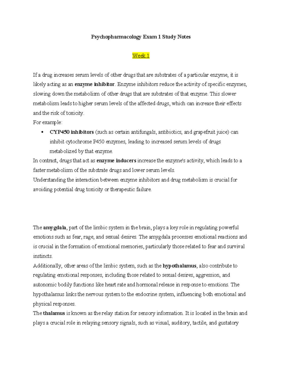 Psychopharmacology PSY 101 Exam 1 Study Notes and Guide - Studocu
