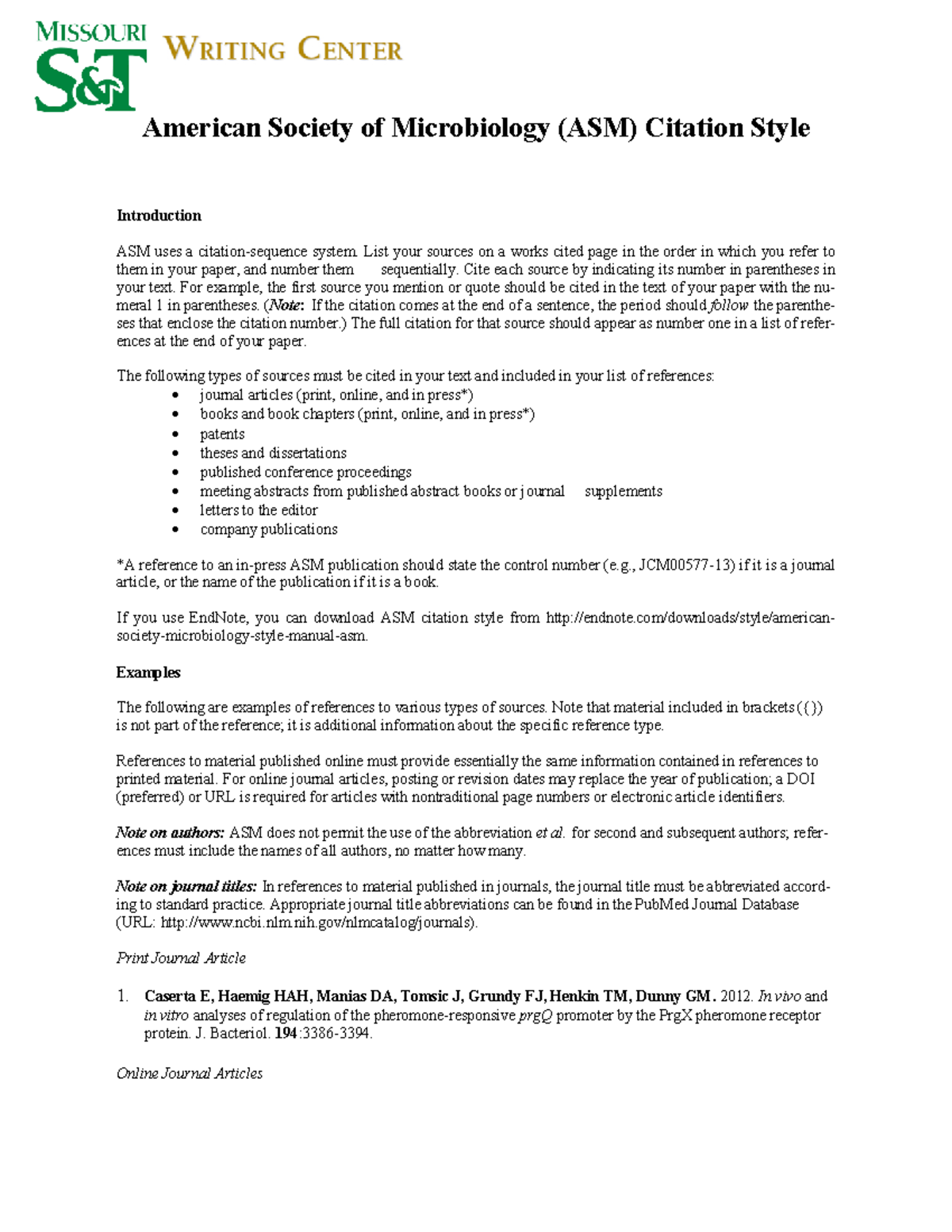 ASM Citation Style Guide: Referencing Made Easy - Studocu