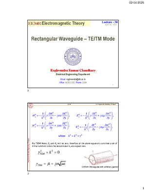 EE340A: Lecture 32 on Rectangular Cavity Resonators - April 2025 - Studocu