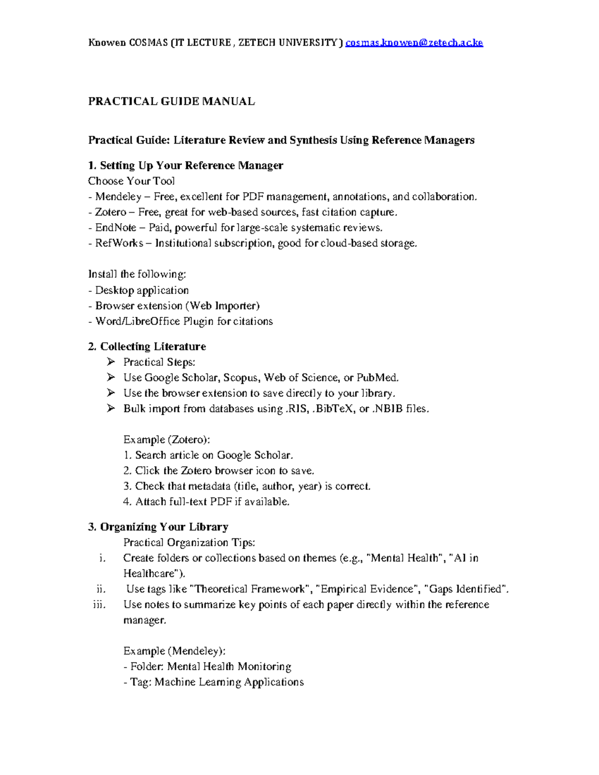 Knowen COSMAS (IT LECTURE, ZETECH UNIVERSITY) Literature Review Manual ...