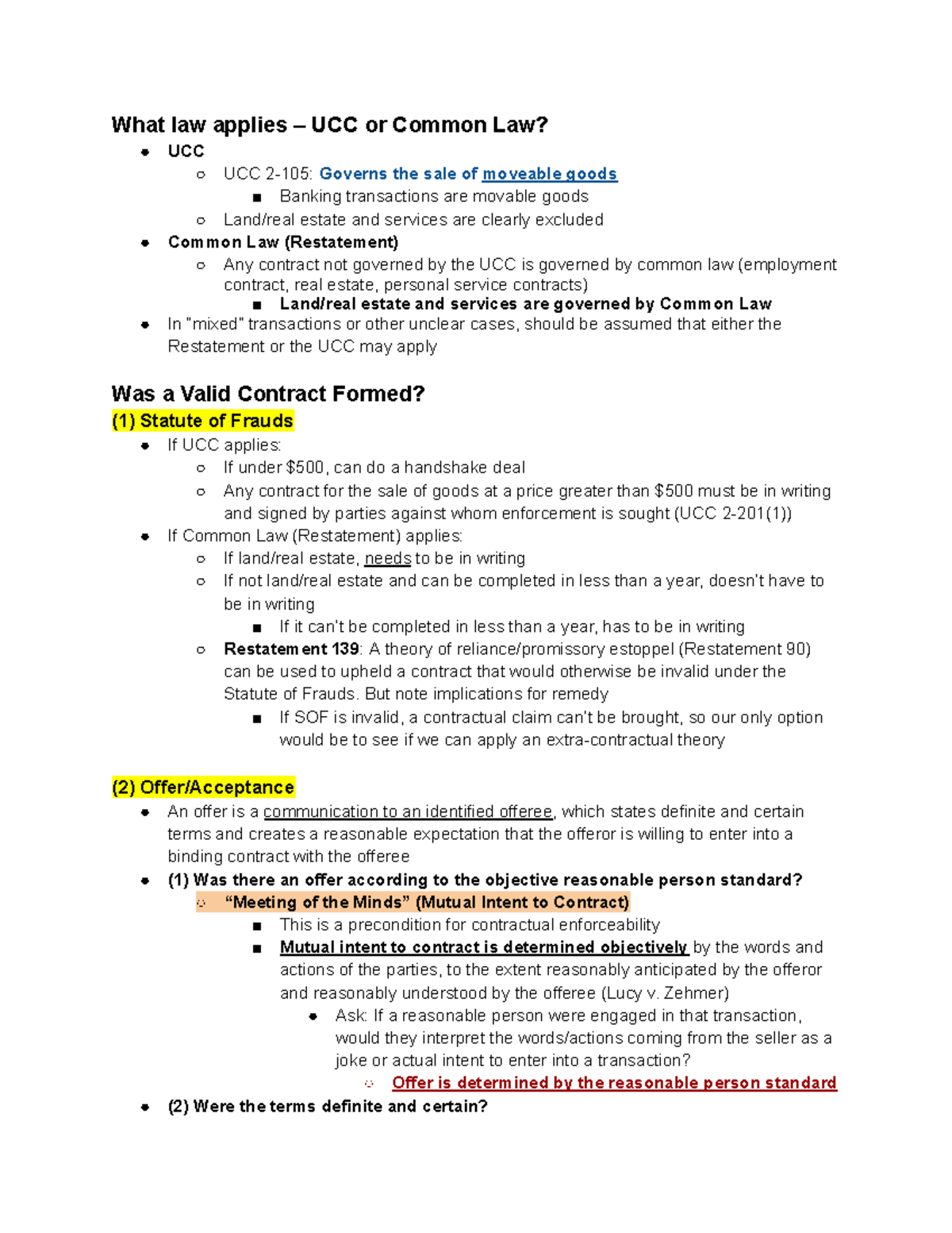 UCC vs. Common Law: Understanding Contract Formation and Enforcement ...