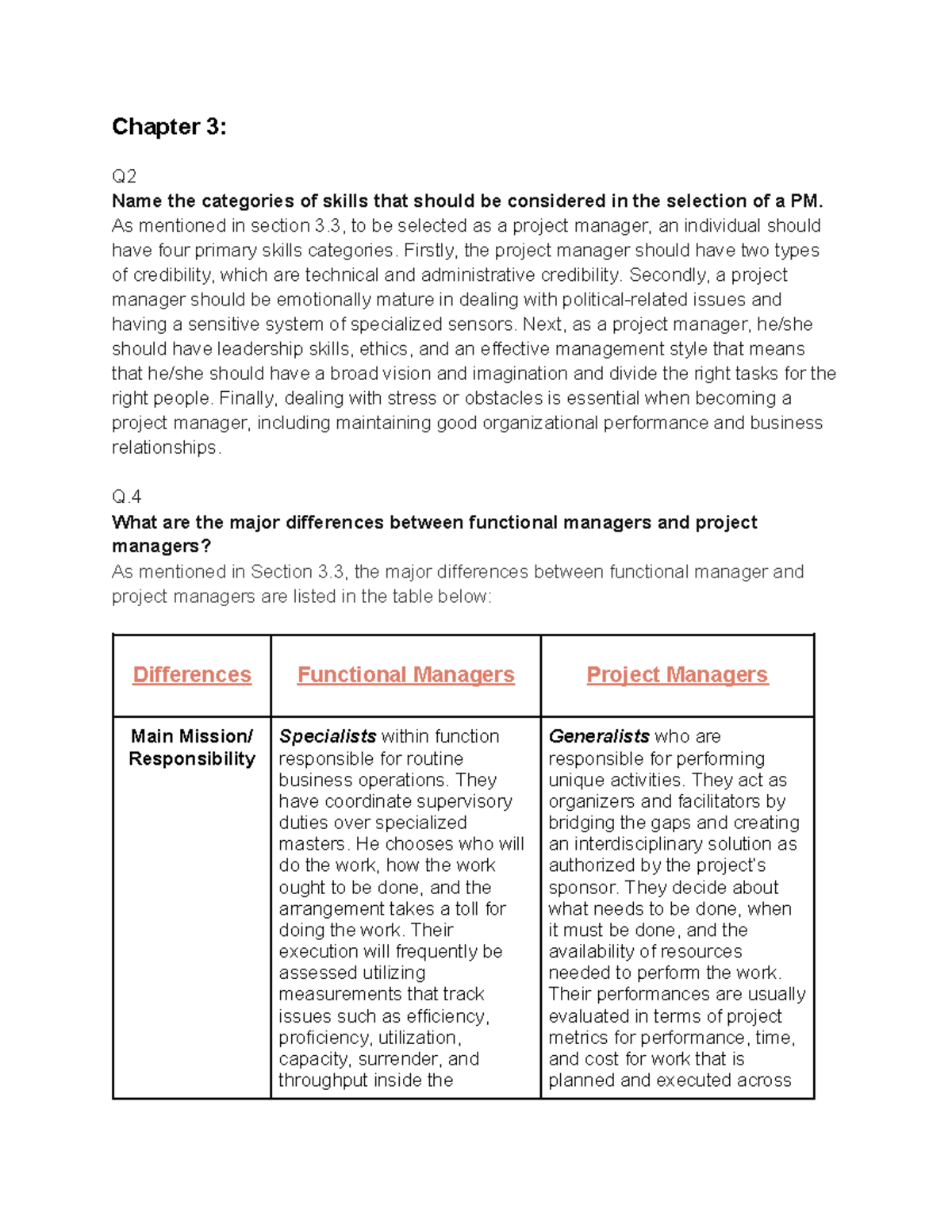 Chapter 3 - Preferences - Chapter 3: Q Name the categories of skills ...