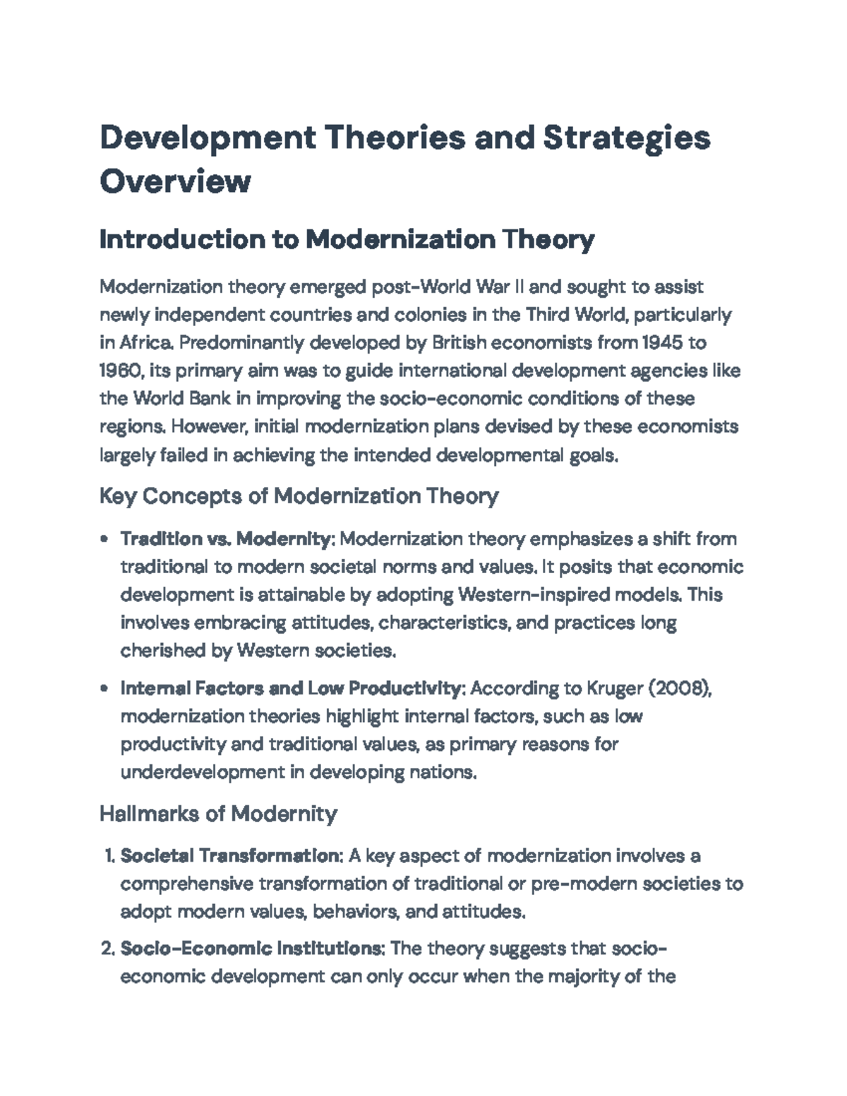 Modernization Theory (DEV 101): Frameworks & Critiques on Development ...