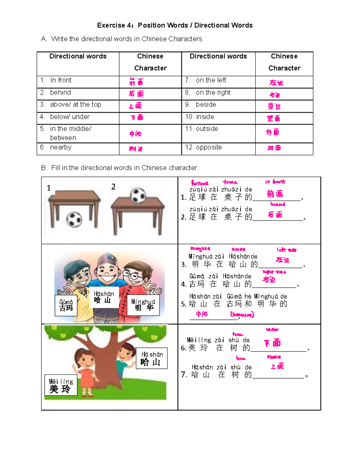 L4 Exercise 4: Directional Words in Chinese Characters - Studocu