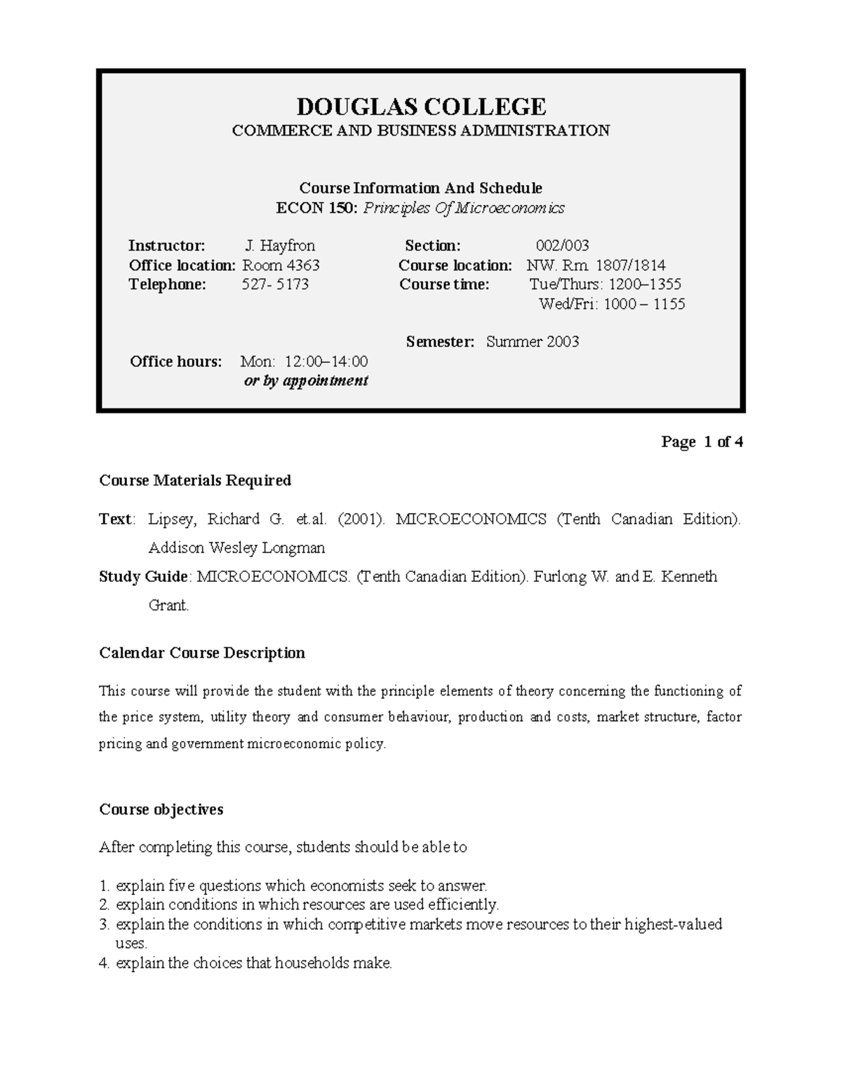 Econ150 Course Outline: Key Details & Important Policies - Studocu