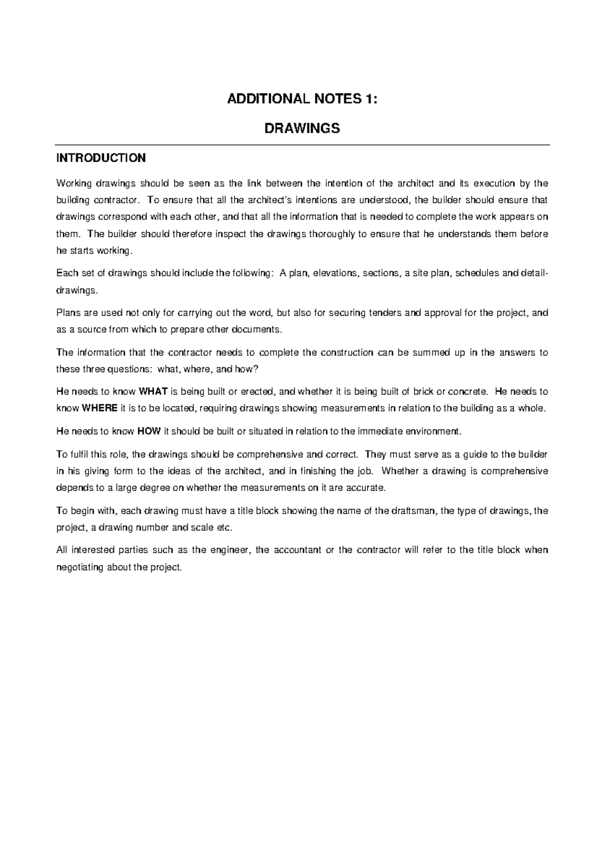 Additional Notes 1: Comprehensive Guide on Drawings for Construction ...
