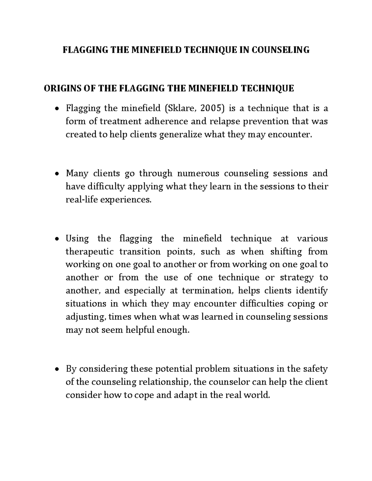 Flagging the Minefield Technique in Counseling: A Comprehensive Guide ...