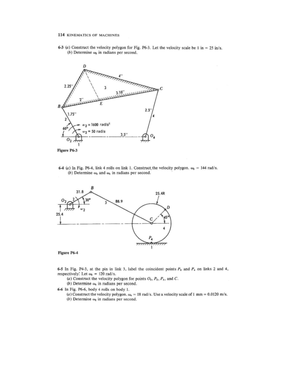 KINEMATICS OF MACHINES 114: Velocity Polygon & Angular Velocities - Studocu