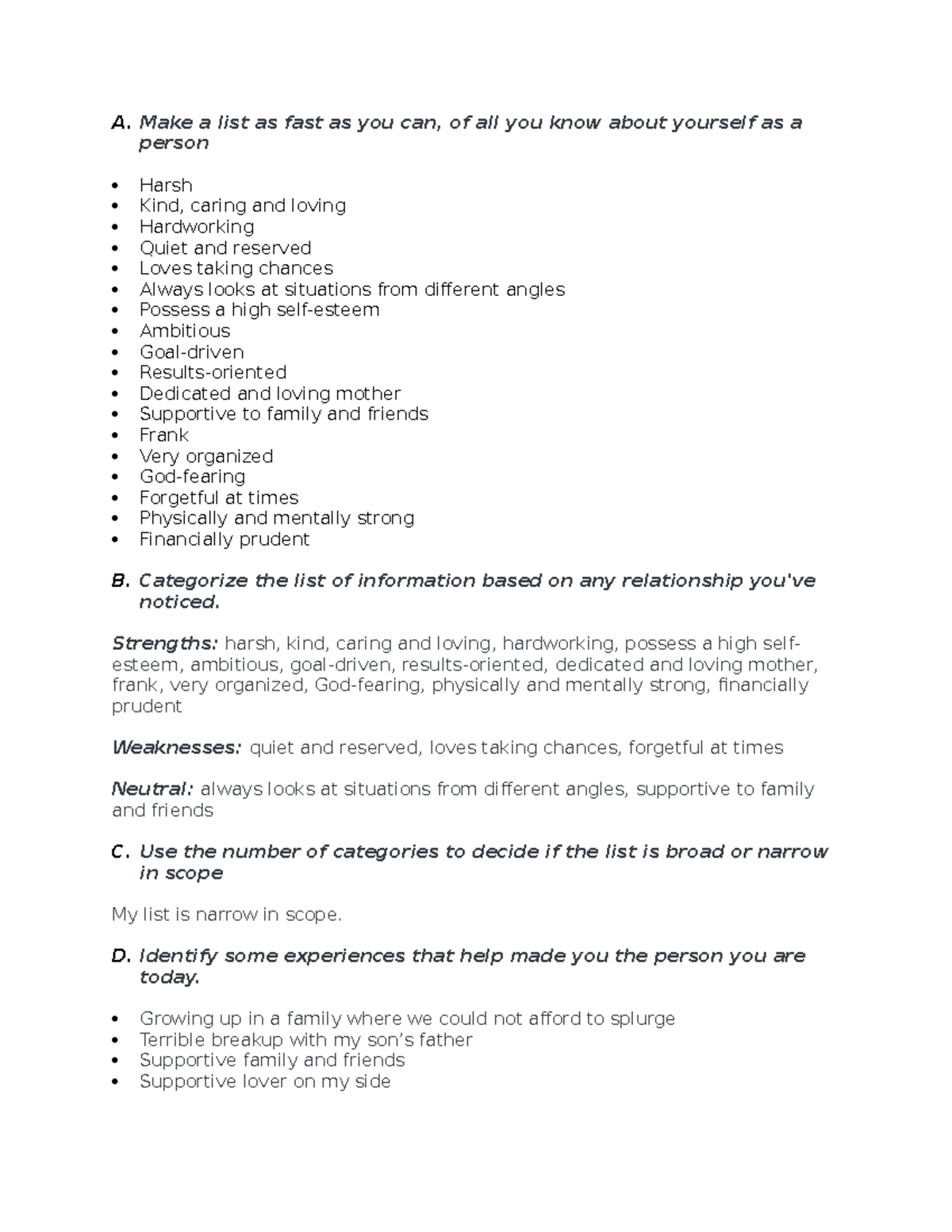 Self-Reflection Activity #2: Personal Strengths and Growth Insights ...
